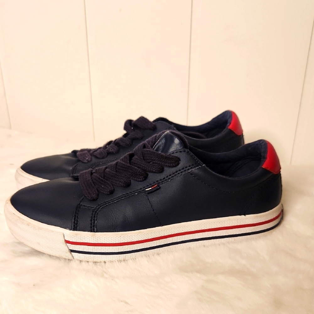 Y2K Platform Tommy Hilfiger Denim Red White And Blue Lace Up Sneakers